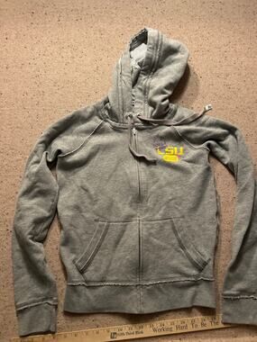 Y2K Pink Victoria's Secret LSU Full Zip Hoodie Small Gray 86 Louisana